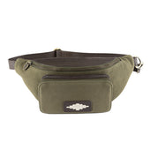 Rinonera Crossbody Bag Leather And Forest Canvas