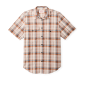 Twin Lakes Short Sleeve Sport Shirt - Beige / Rust Plaid
