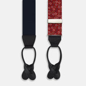 Pink And Navy Circle Red Adjustable Silk And Navy Leather Braces