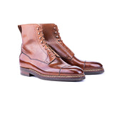 High cut derby boots in light brown Crust calf leather