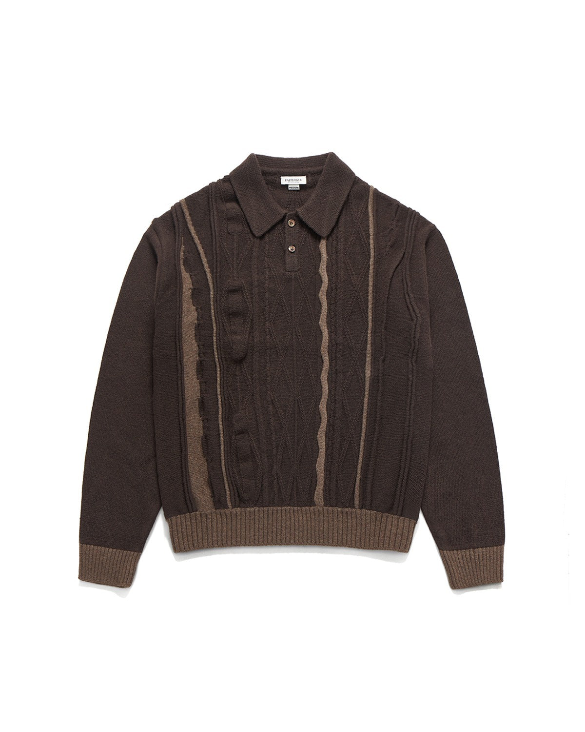 ASYMMETRICAL CABLE KNIT / BROWN