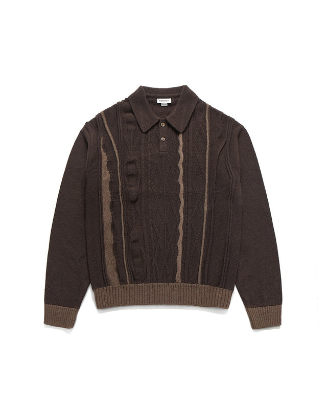 ASYMMETRICAL CABLE KNIT / BROWN