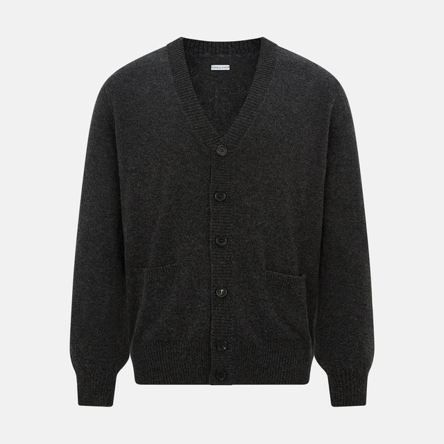 Dark Grey Melange Cashmere Cardigan