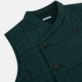 Green Double Breasted Quilted Gilet
