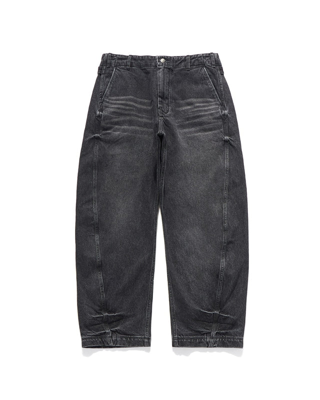 CINCH BACK CURVED PANTS / BLACK DENIM