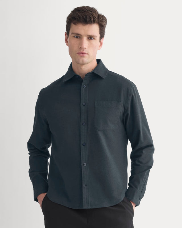 Brushed Flannel Shirt | Heathered Navy