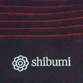 Knee Socks Shadow Stripes Navy Red Pure Cotton