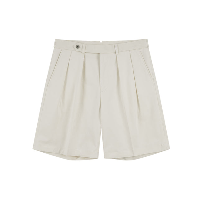 Essential Cotton 2-Pleated Chino Shorts (Ecru)