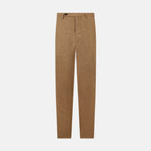 Camel Striped Linen Edmund trousers