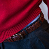 Woven Leather Belt In