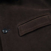 Suede French Car Coat Dark Brown
