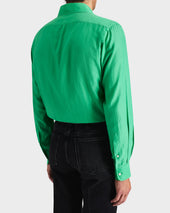 Chemise Col Large En Coton Et Soie Vert Kelly