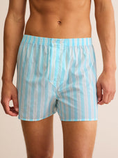Men S Classic Fit Boxers Amalfi Cotton Batiste Aqua Stripe