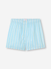 Men S Classic Fit Boxers Amalfi Cotton Batiste Aqua Stripe