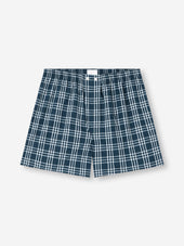 Men's Classic Fit Boxers Barker Cotton French Blue & White Check