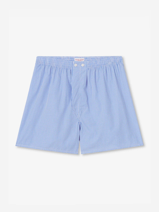 Men's Classic Fit Boxers Gingham Cotton Blue
