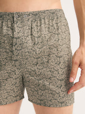 Men S Classic Fit Boxers Cotton Batiste Camo Green Rose Print