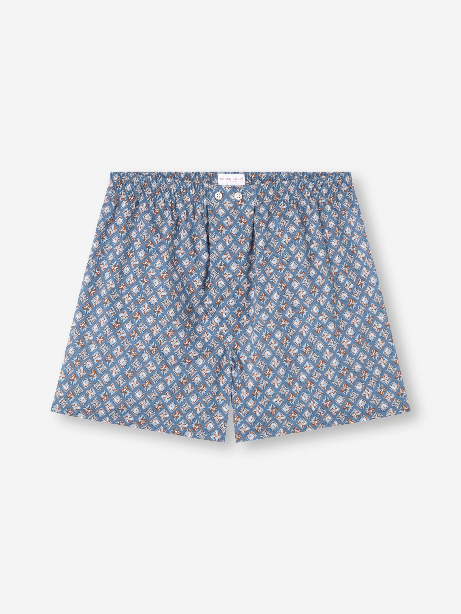 Men's Classic Fit Boxers Cotton Batiste Blue Multicolor Diamond Print