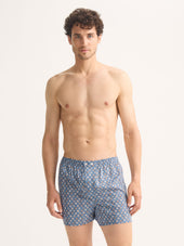 Men's Classic Fit Boxers Cotton Batiste Blue Multicolor Diamond Print