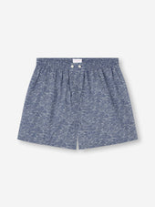 Men's Classic Fit Boxers Cotton Batiste Navy Blue Night Sky Print