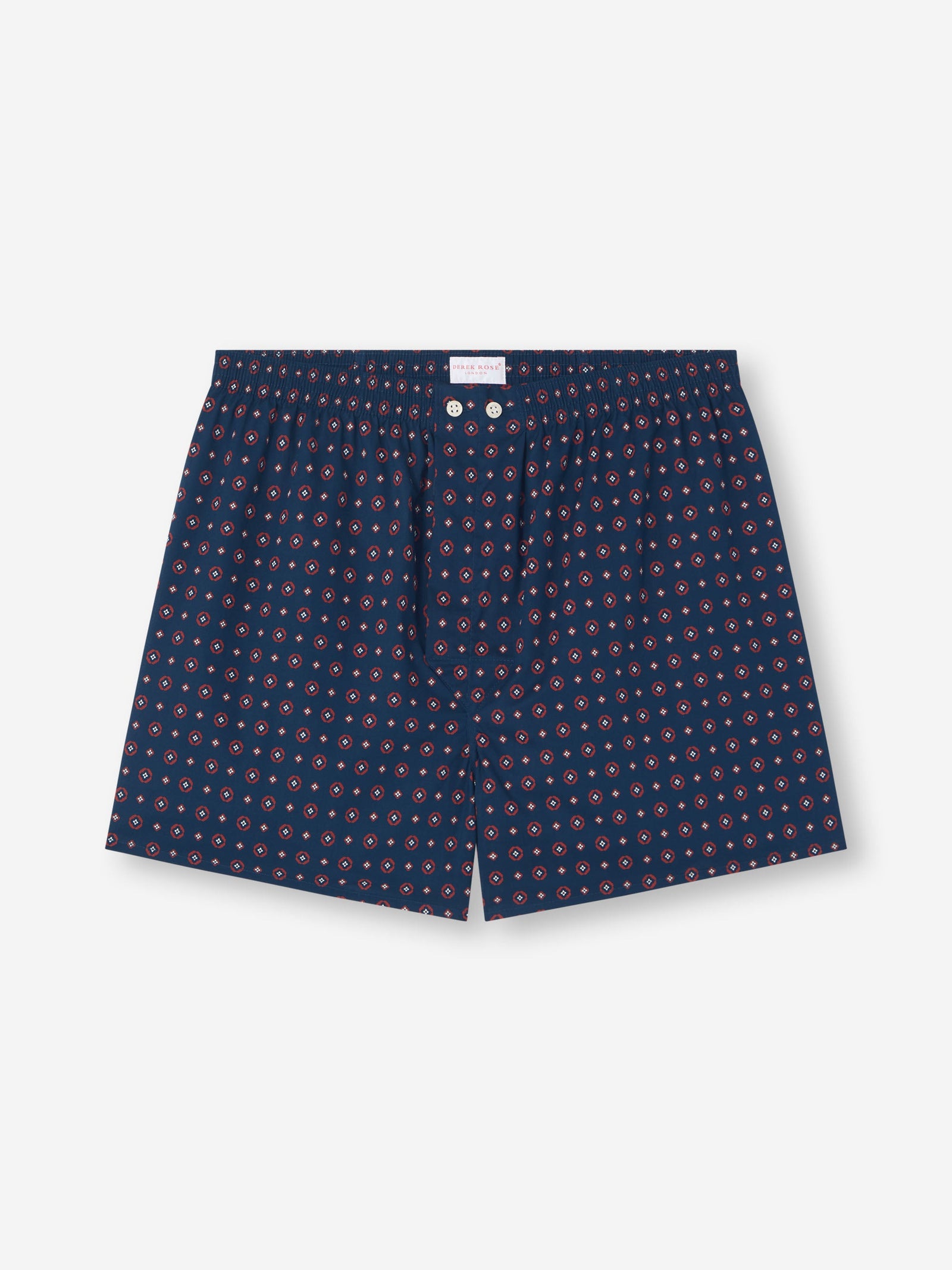 Men's Classic Fit Boxers Cotton Batiste Navy Blue Rose Motif