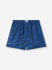 Men's Classic Fit Boxers Cotton Jacquard Navy Blue Camo Rose Weave