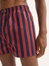 Men's Classic Fit Boxers Royal Cotton Navy Blue & Red Stripe