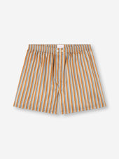Men's Classic Fit Boxers Wellington Cotton Brown and Blue Multicolor Stripe
