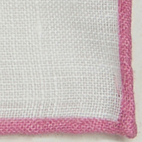 Linen Pocket Square With Contrast Edge In Pink