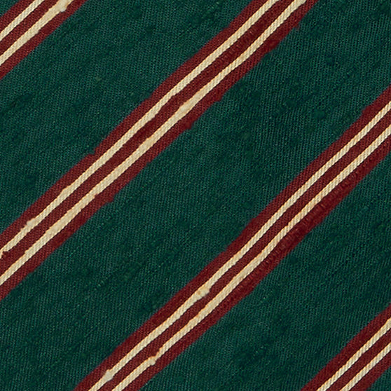 Textured Silk Tie With Diagonal Stripe in Green and Red