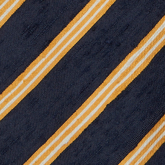 Textured Silk Tie With Diagonal Stripe In And Yellow