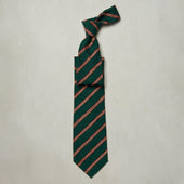 Textured Silk Tie With Diagonal Stripe In Green And Red