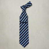 Textured Silk Tie With Diagonal Stripe In And Sky