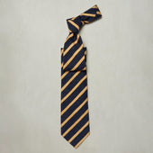 Textured Silk Tie With Diagonal Stripe In And Yellow