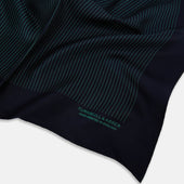 And Hunter Green Stripe Silk Pocket Square