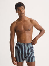 Men's Classic Fit Boxers Silk Navy Blue & Blue Stripe