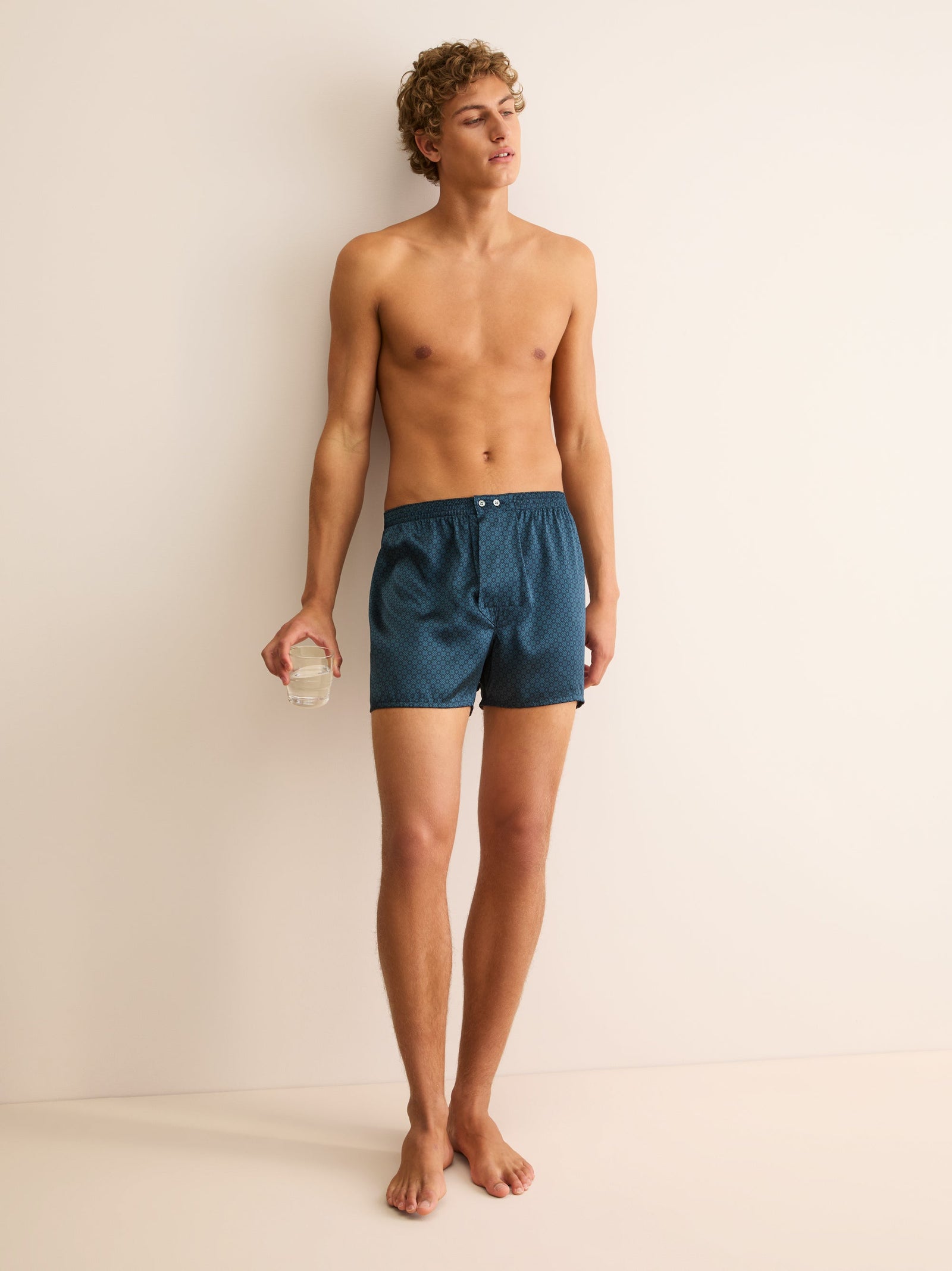 Men S Classic Fit Boxers Silk London Geo Cross Teal