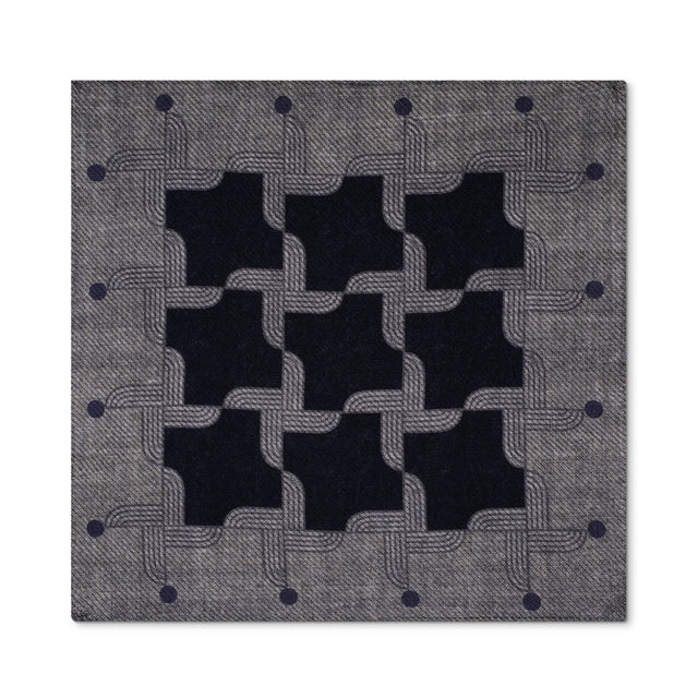 Navy Deco Propeller Pocket Square