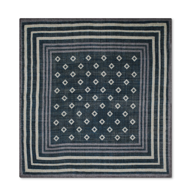 Navy Box Print Pocket Square