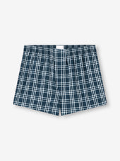 Men's Modern Fit Boxers Barker Cotton French Blue & White Check