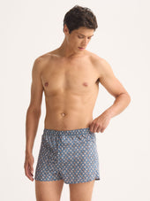 Men's Modern Fit Boxers Cotton Batiste Blue Multicolor Diamond Print
