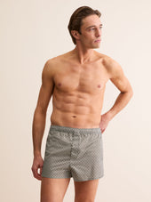 Men's Modern Fit Boxers London Geo Cross Cotton Batiste Taupe