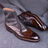 High Cut Boot Long Wing Tip With Middle Tulip Cut