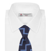 And Light Blue Striped Zigzag Silk Tie