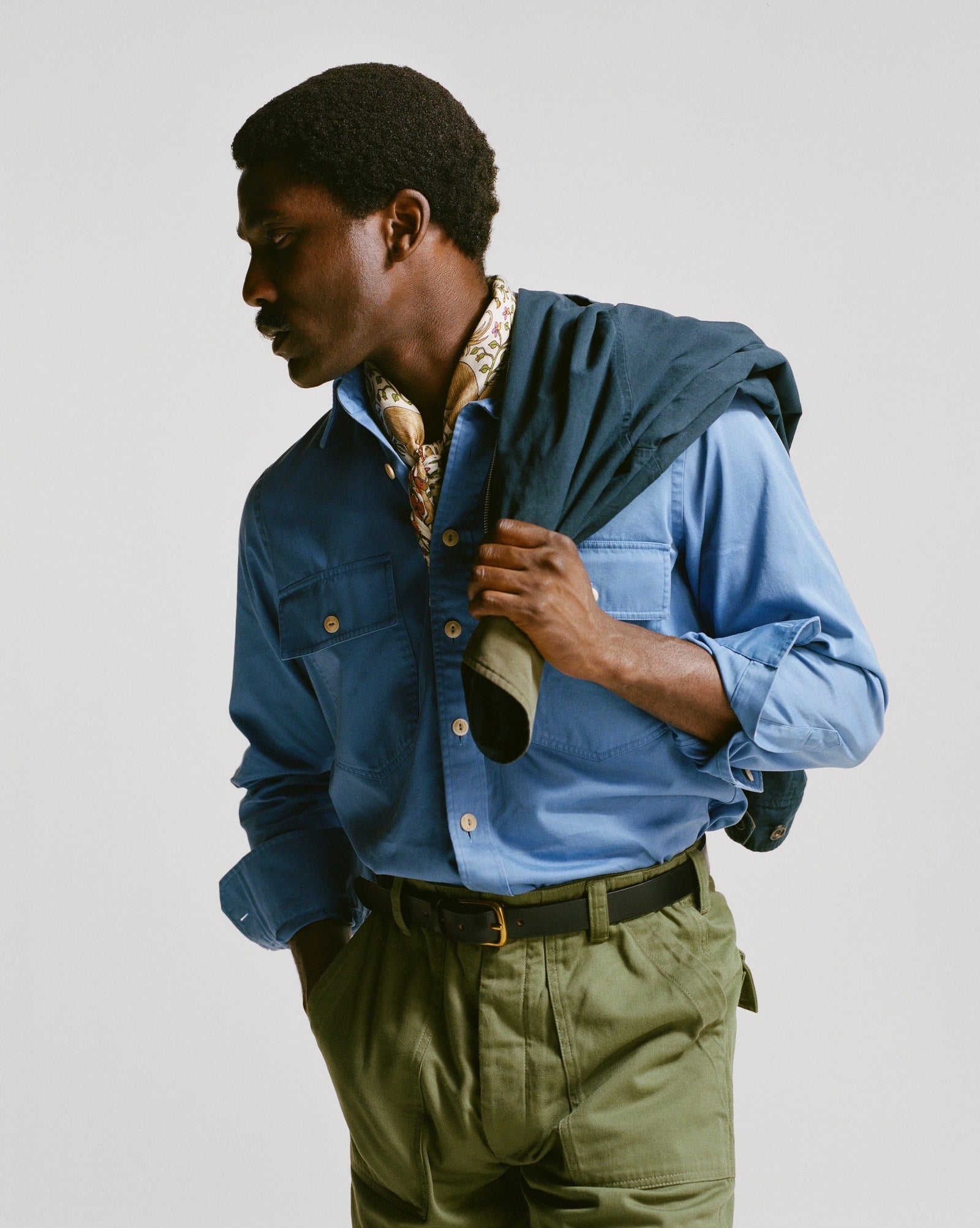 Cotton Long Point Collar Work Shirt