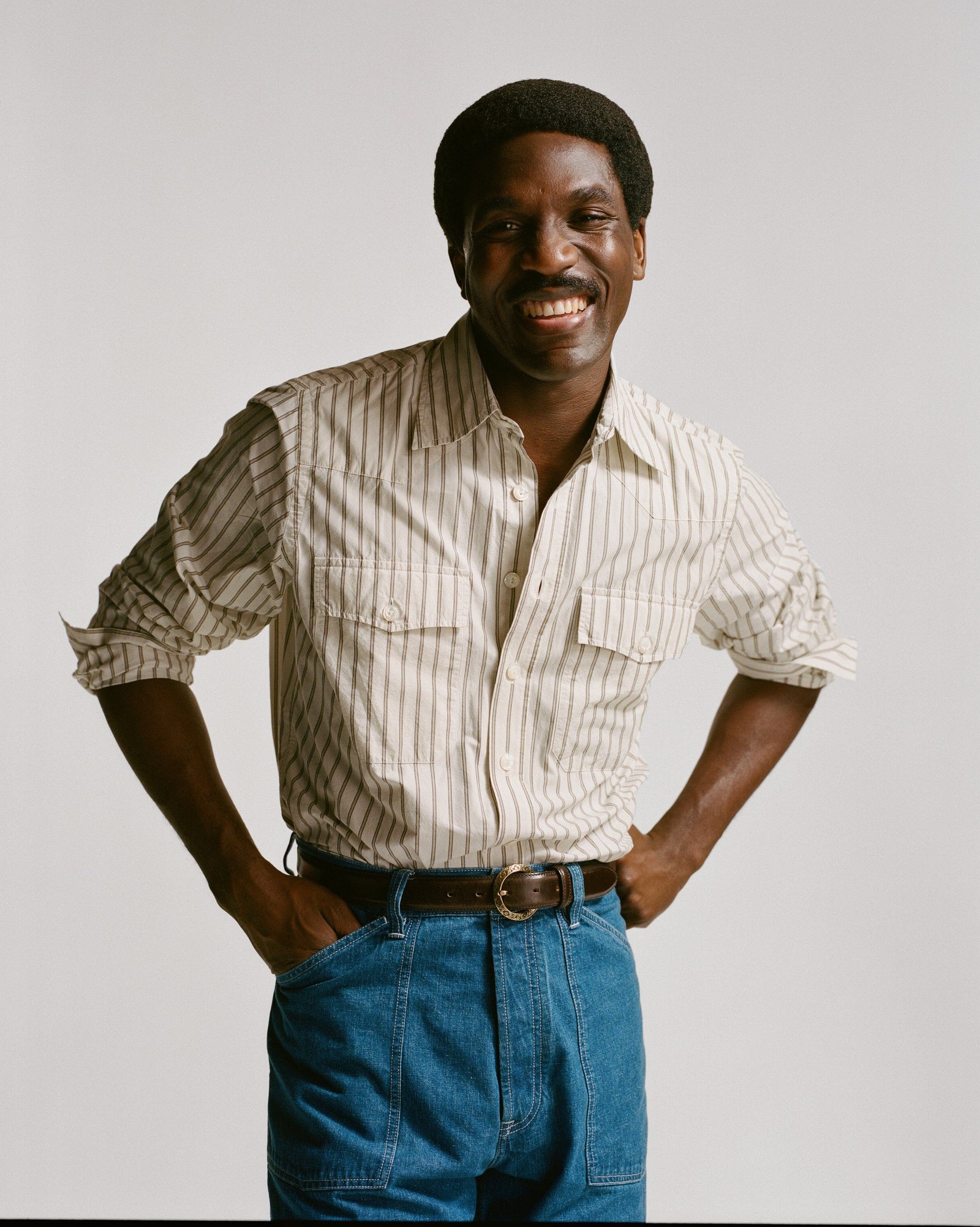 Stripe Cotton Two Pocket Western Shirt