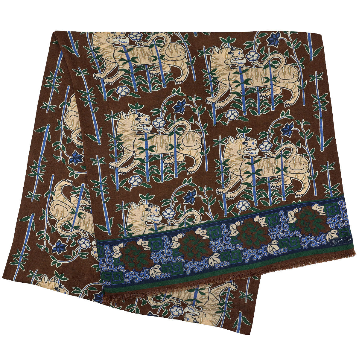 Tiger Printed Wool Silk Scarf