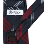 Repp Stripe Silk Tie Navy Burgundy