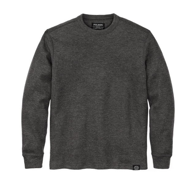 Waffle Knit Thermal Crewneck - Charcoal