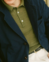 Waffle Knit Cotton Short Sleeve Polo Shirt